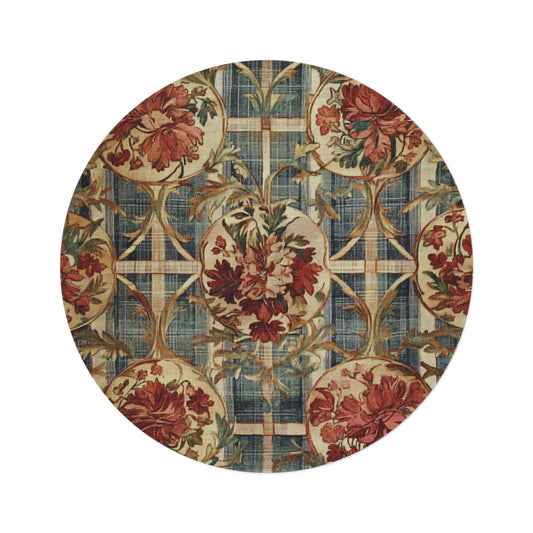 William Morris Inspired Round Area Rug, Traditional, Colorful Cool Unique Area Rugs, Unique 60" Round Rug, Custom Print Available