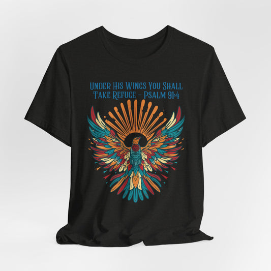 Under His Wings You Shall Take Refuge Unisex Jersey Short Sleeve Tee, Christian Merch, Jesus Loves You, Faith Based Shirt, Christian Apparel, Jesus Apparel