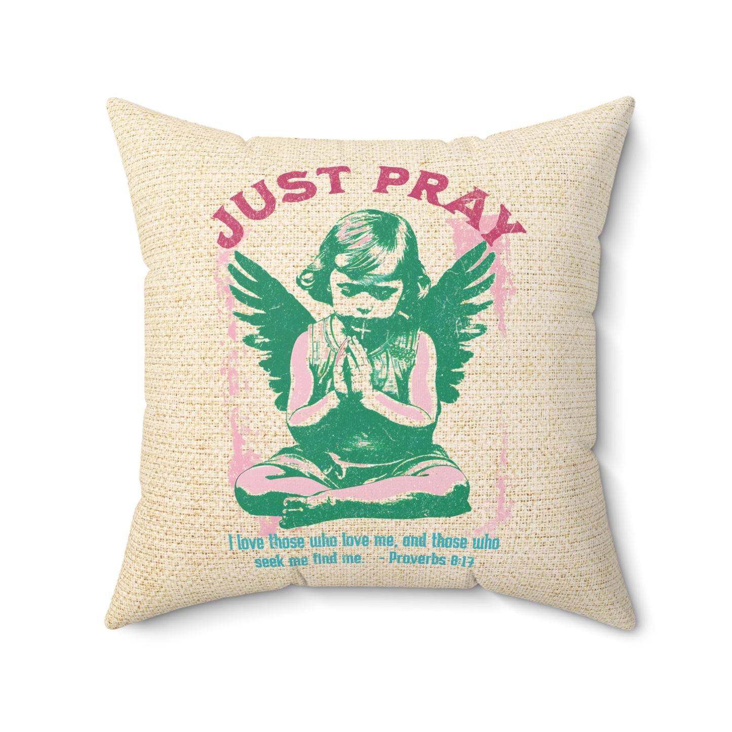 Just Pray Throw Pillow, Spun Polyester Square, Christian Home Décor Items and Gifts, Religious Pillows, Gift for Christian Family and Friends