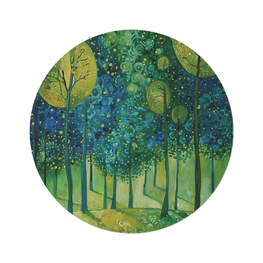 Woodland Floral Botanical Round Area Rug, Funky, Colorful Cool Unique Area Rugs, Unique 60" Round Rug, Custom Print Available