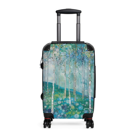 Gustav Klimt Inspired Suitcase, Bright and Colorful Floral Luggage for Airport, Rolling Weekender Travel Bag Gift for Flight Attendant
