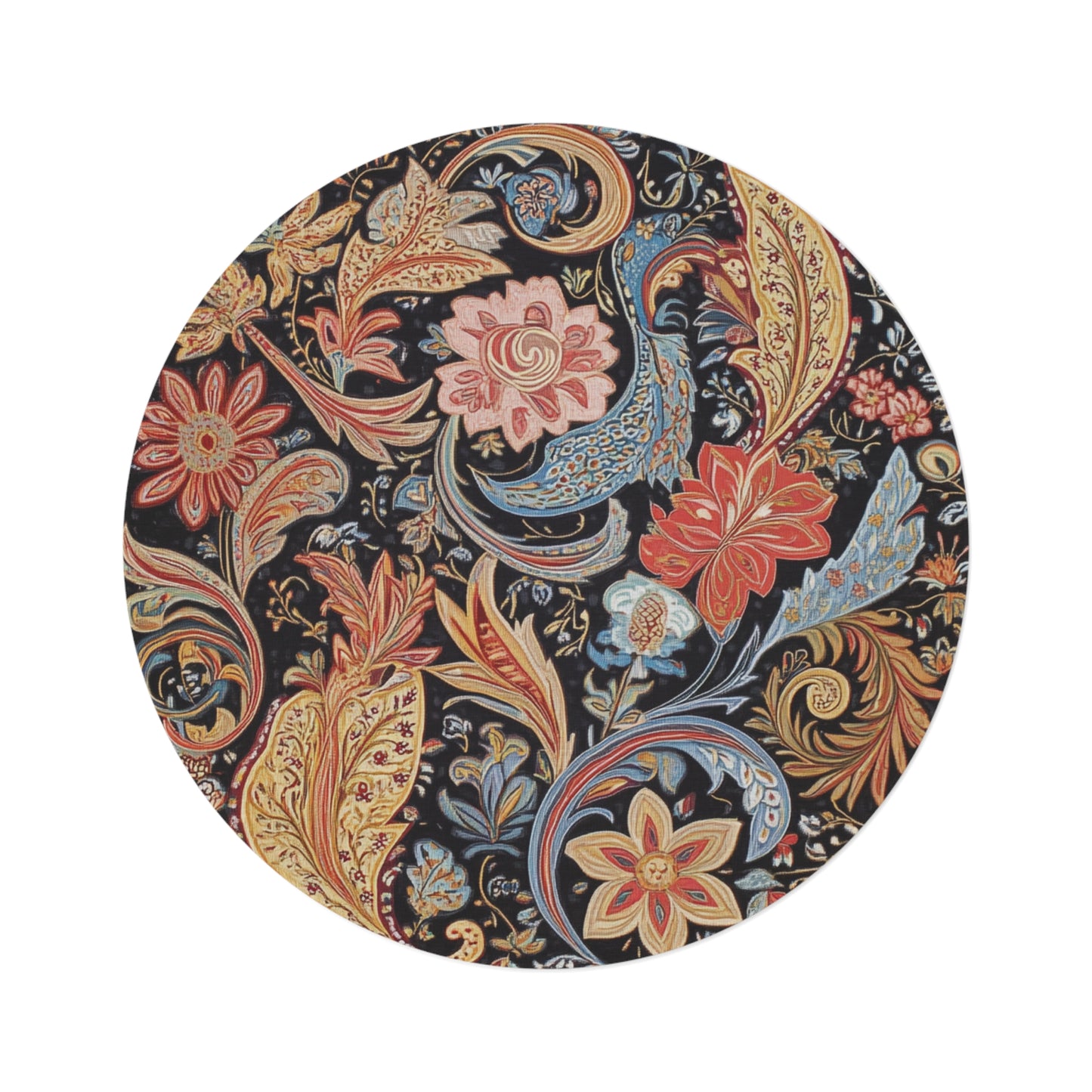 Retro Paisley Round Area Rug, Funky, Colorful Cool Unique Area Rugs, Unique 60" Round Rug, Custom Print Available