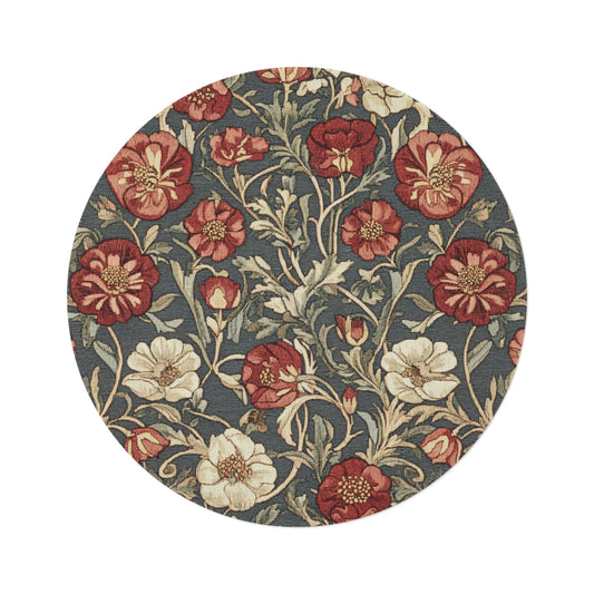 William Morris Inspired Round Area Rug, Traditional, Colorful Cool Unique Area Rugs, Unique 60" Round Rug, Custom Print Available