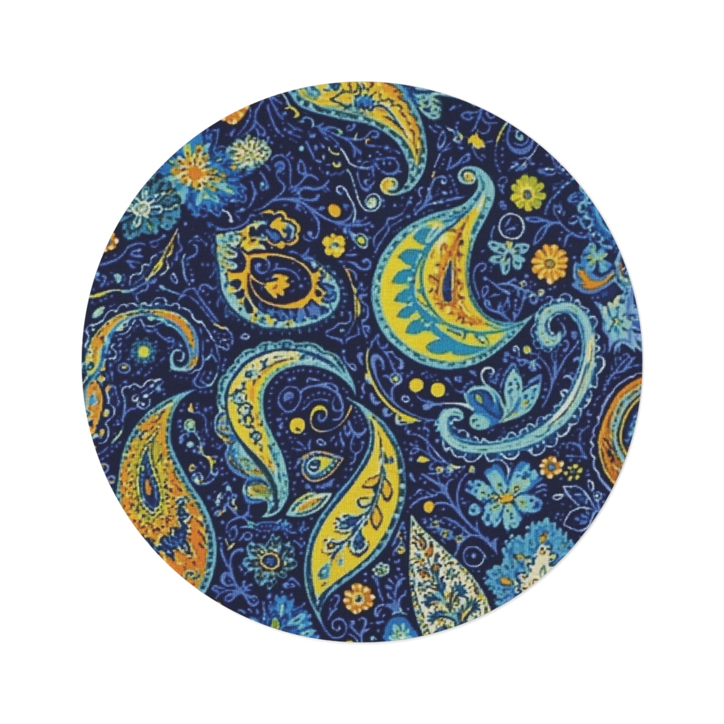 Retro Gustav Klimt Inspired Round Paisley Area Rug, Funky, Colorful & Unique Area Rugs, Unique 60" Round Rug, Woodland Forest Rug
