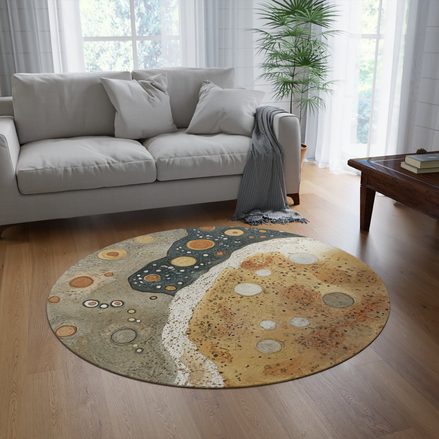 Round Mushroom Spore Area Rug, Funky & Unique Fairycore Area Rugs, Unique 60" Round Rug, Custom Print Available