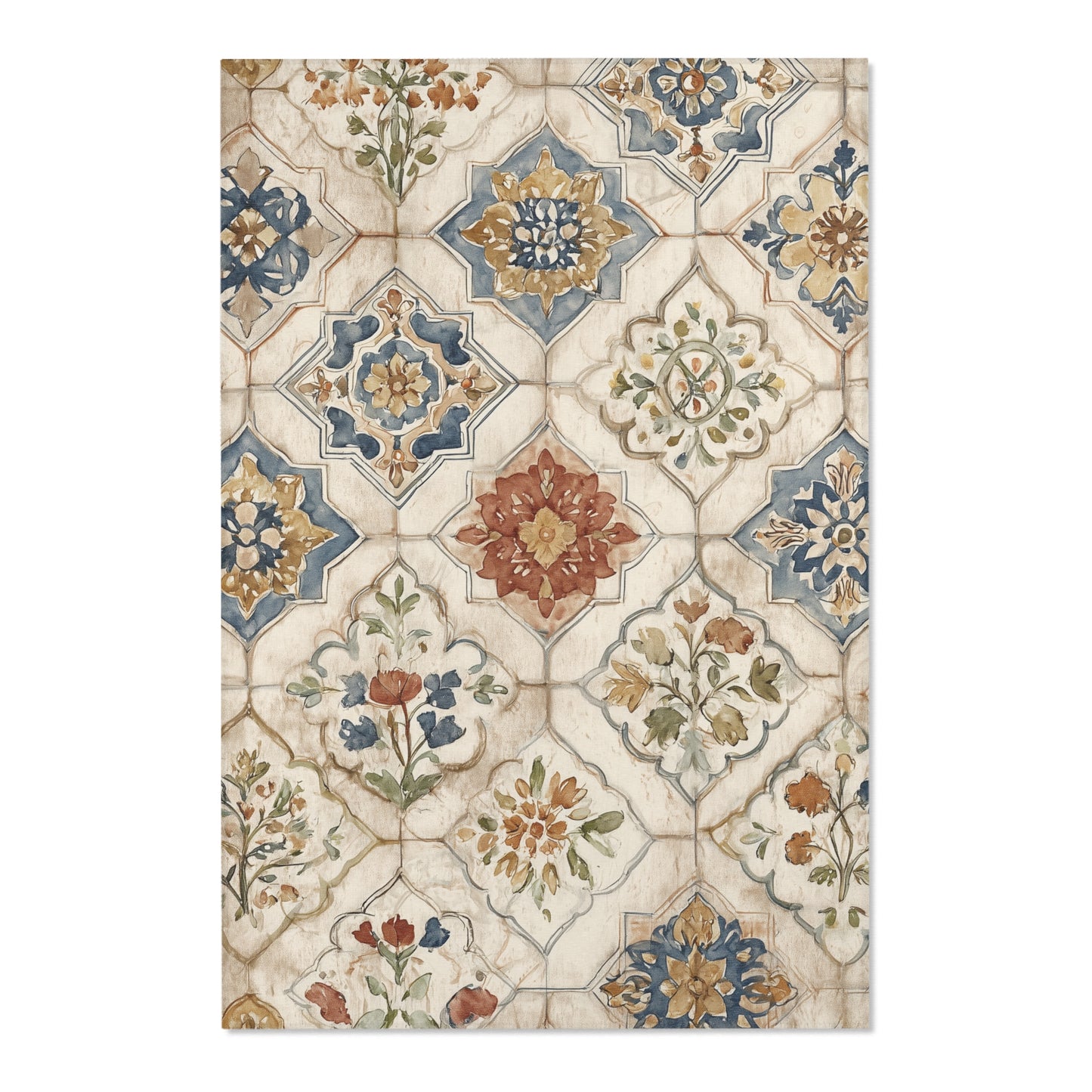 Moroccan Area Rug, Low Pile, Funky, Off White, & Unique Area Rugs, Custom Print Rug or Bathmat, 2 Sizes - 24x36 in and 48x72 in