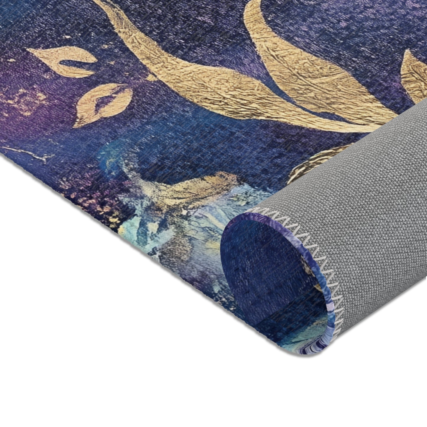 Modern Boho Floral Purple Area Rug, Funky, Colorful, & Unique Area Rugs, Custom Print Rug Bathmat, 3 Sizes - 24x36 in, 36x60 in and 48x72 in