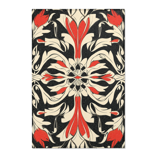Modern Floral Boho Area Rug, Funky, Off White, & Unique Area Rugs, Custom Print Rug or Bathmat, 3 Sizes - 24x36 in, 36x60 in and 48x72 in