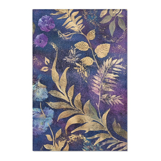 Modern Boho Floral Purple Area Rug, Funky, Colorful, & Unique Area Rugs, Custom Print Rug Bathmat, 3 Sizes - 24x36 in, 36x60 in and 48x72 in