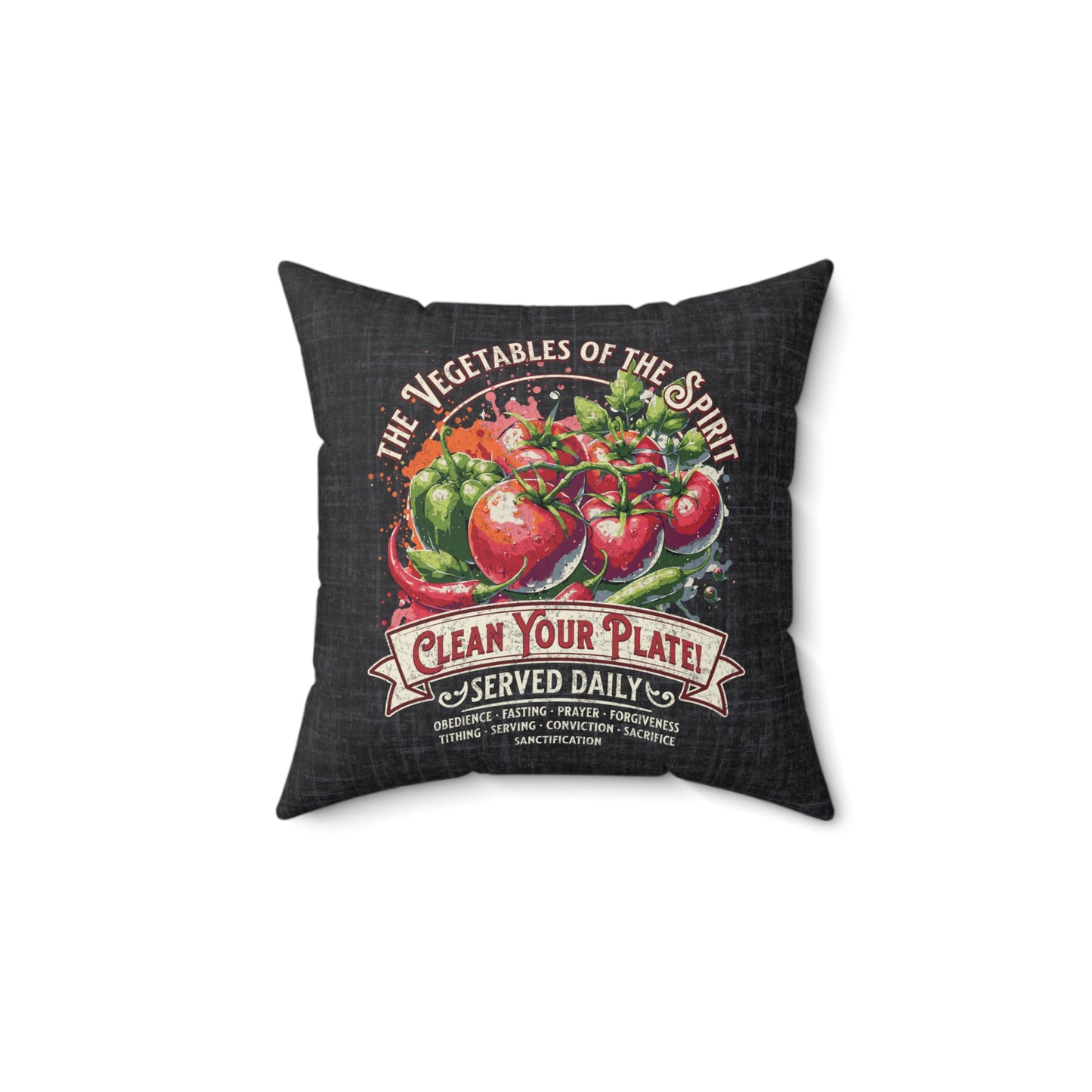 Vegetables of the Spirit Spun Polyester Square Pillow, Humorous Christian Throw Pillow, Christian Home Décor Gifts, Faith Based Décor, Bible Verse Décor, Gift for Church Member