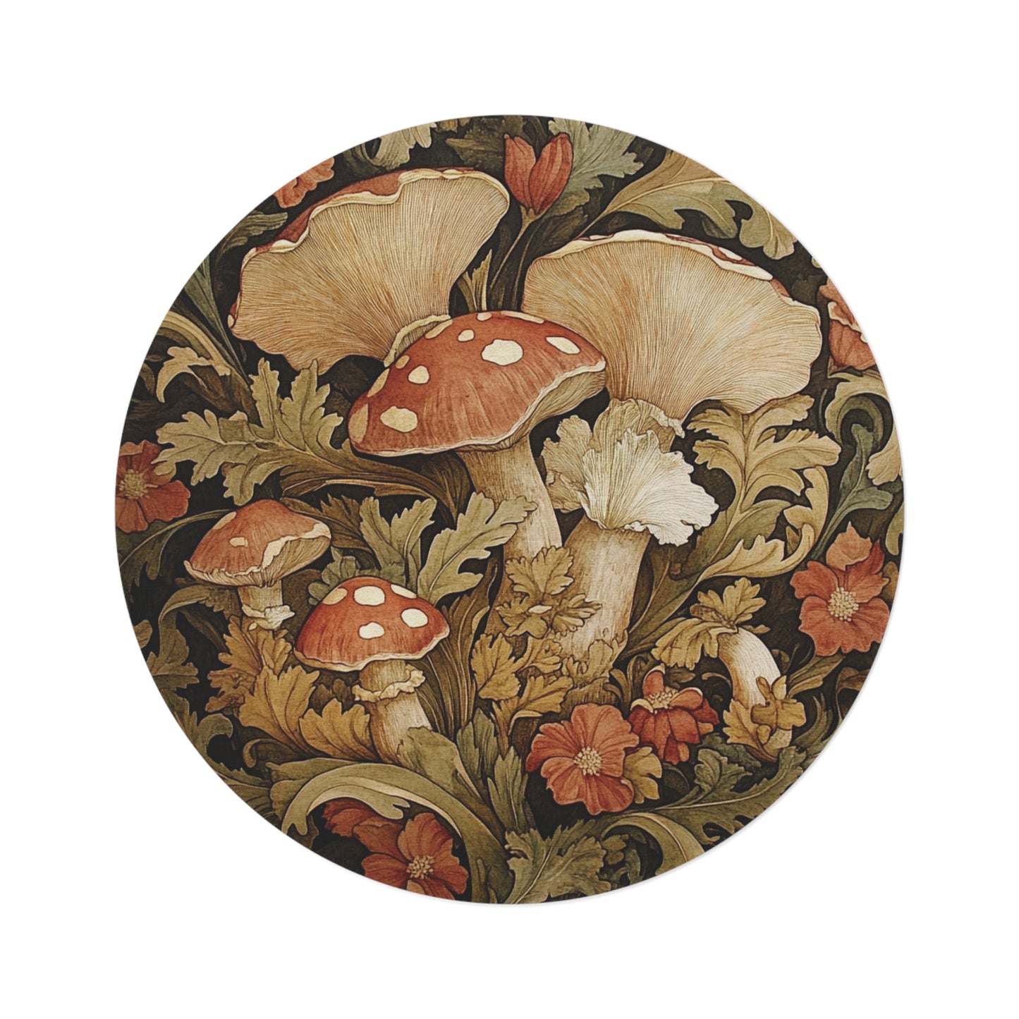 Round Mushroom Area Rug, Funky, Colorful & Unique Fairycore Area Rugs, Unique 60" Round Rug, Custom Print Available