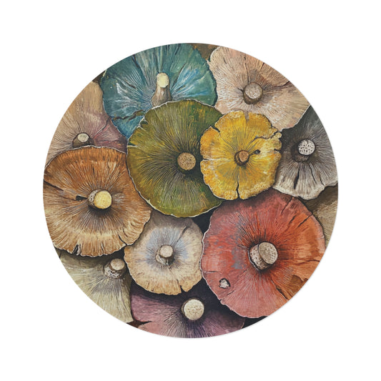 Round Mushroom Area Rug, Funky & Unique Fairycore Area Rugs, Unique 60" Round Rug, Custom Print Available