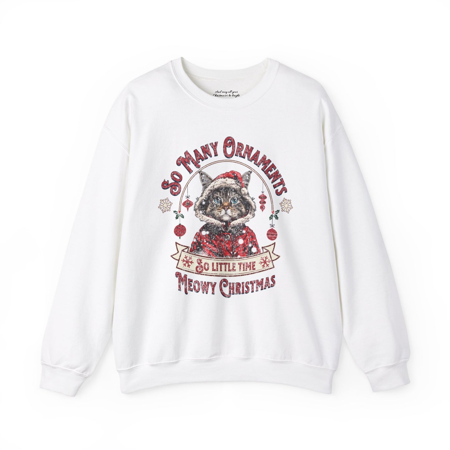 Meowy Christmas Cat Sweatshirt, Unisex Heavy Blend™ Crewneck, Cat Themed Gifts, Funny Cat Shirt, Cool Cat Sweater, Cat Mom Sweatshirt