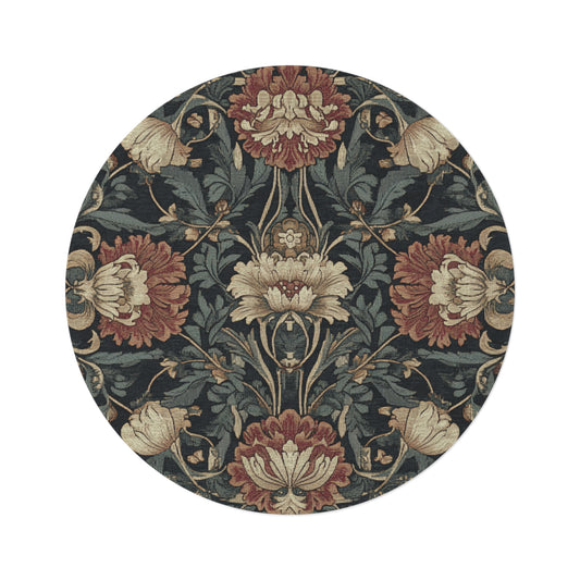 William Morris Inspired Round Area Rug, Traditional, Colorful Cool Unique Area Rugs, Unique 60" Round Rug, Custom Print Available