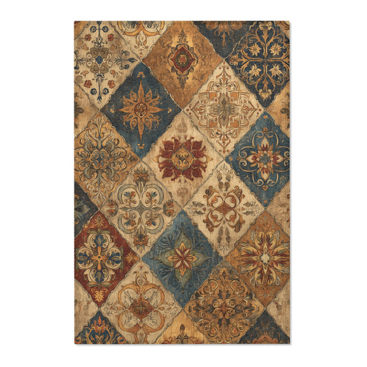 Moroccan Area Rug, Low Pile, Funky, Colorful, & Unique Area Rugs, Custom Print Rug or Bathmat, 3 Sizes - 24x36 in, 36x60 in and 48x72 in