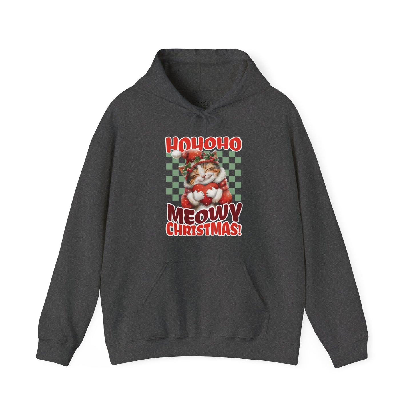 Meowy Christmas Cat Hoodie, Unisex Heavy Blend, Cat Themed Gifts, Funny Cat Shirt, Calico Cat Sweater, Cat Mom Sweatshirt