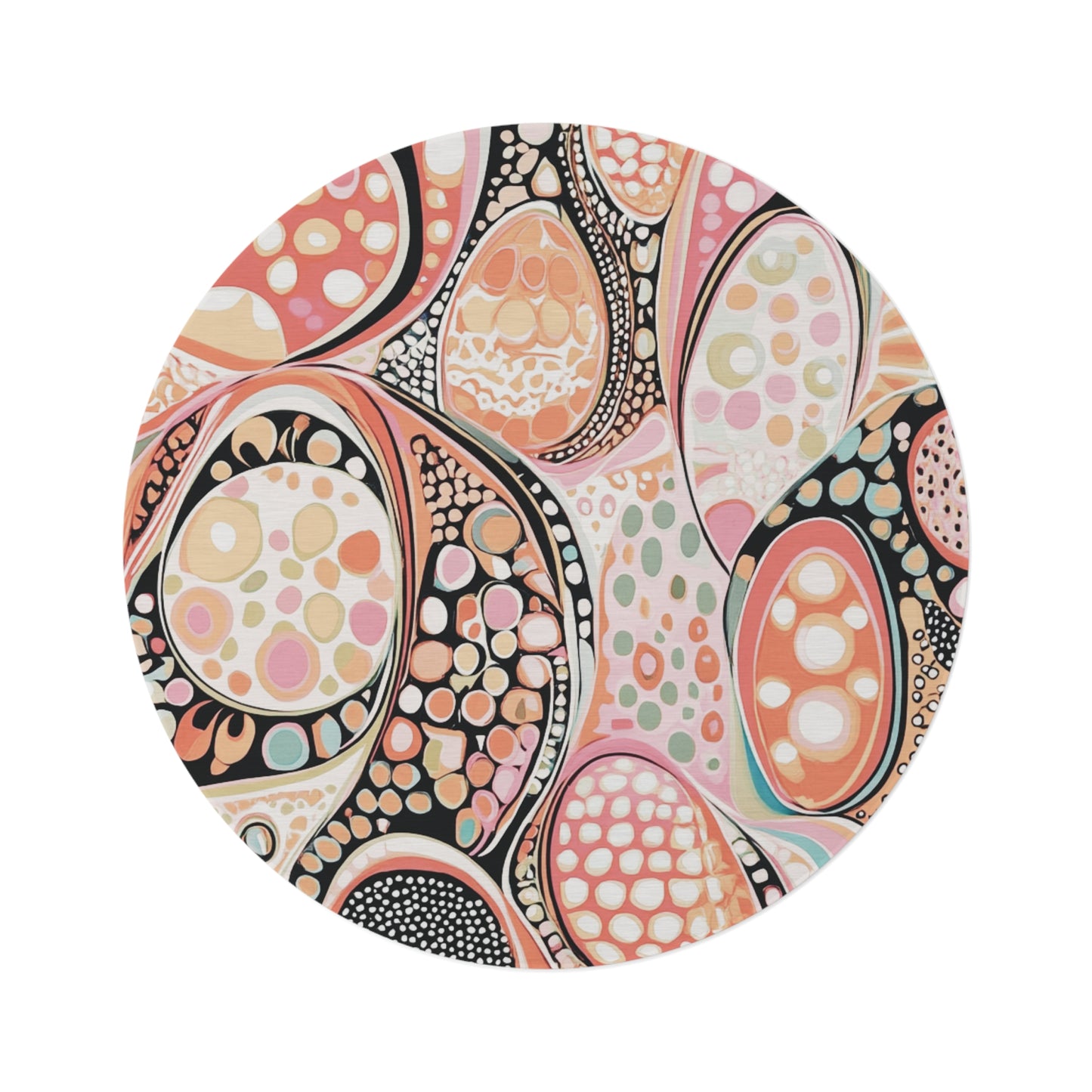 Retro Round Area Rug, Funky, Colorful Cool Unique Area Rugs, Unique 60" Round Rug, Custom Print Available