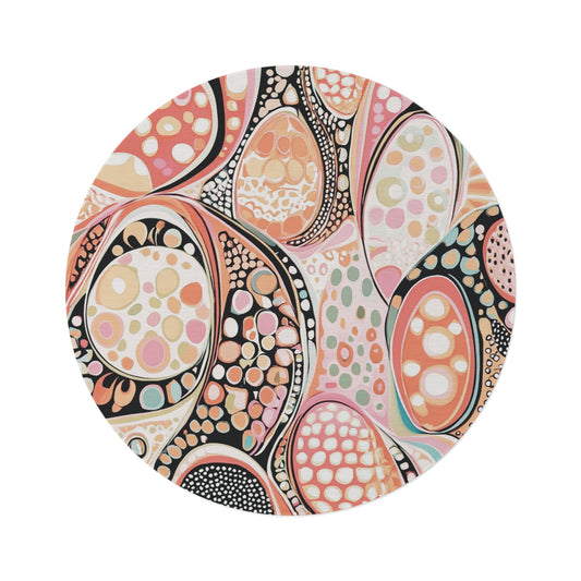 Retro Round Area Rug, Funky, Colorful Cool Unique Area Rugs, Unique 60" Round Rug, Custom Print Available