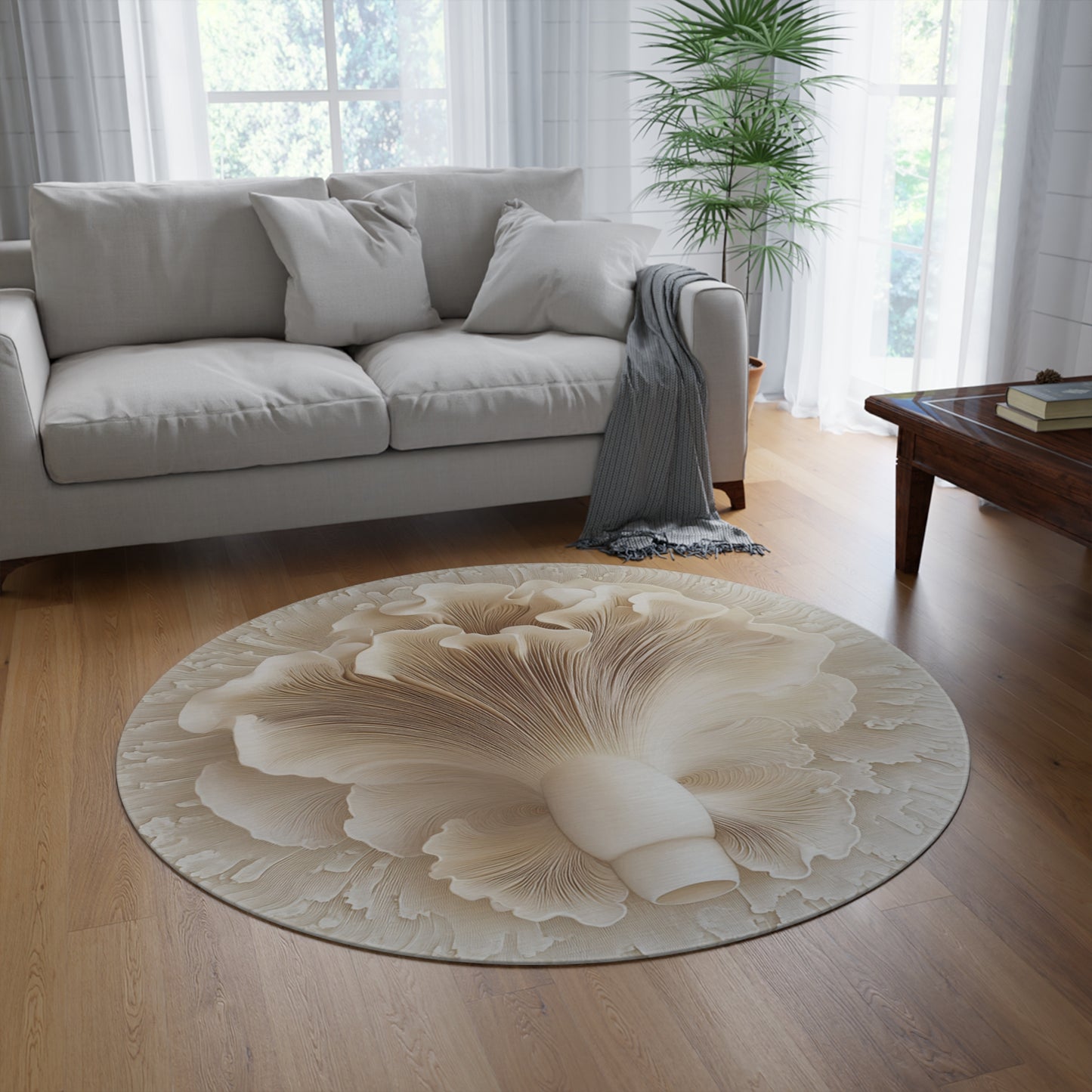 Round Mushroom Area Rug, Funky & Unique Fairycore Area Rugs, Unique 60" Round Rug, Custom Print Available