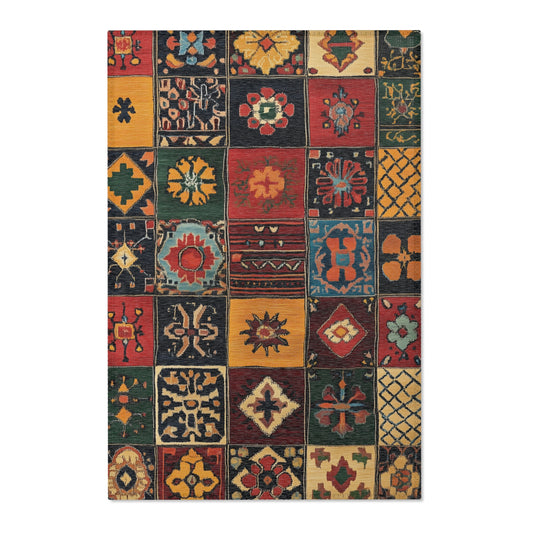 Moroccan Area Rug, Low Pile, Funky, Colorful, & Unique Area Rugs, Custom Print Rug or Bathmat Doormat, 3 Sizes - 24x36 in, 36x60, 48x72 in