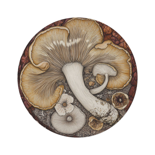 Round Mushroom Area Rug, Funky & Unique Fairycore Area Rugs, Unique 60" Round Rug, Custom Print Available