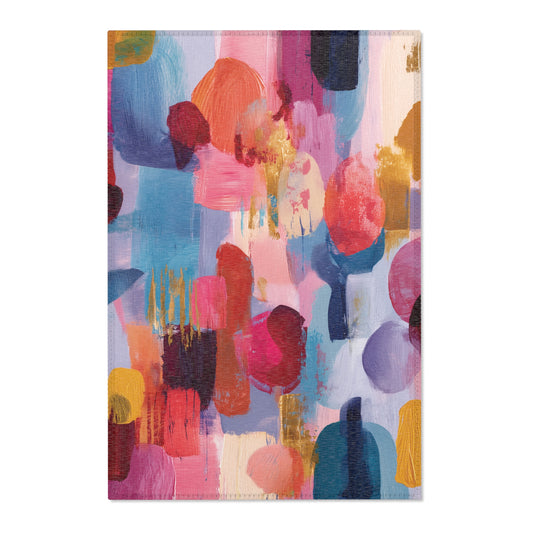 Modern Boho Area Rug, Funky, Colorful, & Unique Area Rugs, Custom Print Rug or Bathmat, 3 Sizes - 24x36 in, 36x60 in and 48x72 in