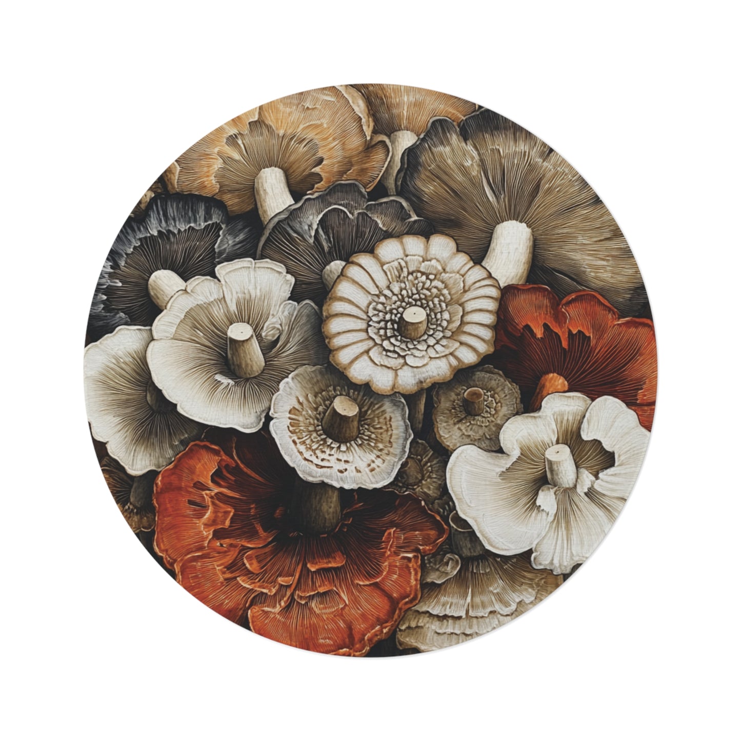Round Mushroom Area Rug, Funky & Unique Fairycore Area Rugs, Unique 60" Round Rug, Custom Print Available