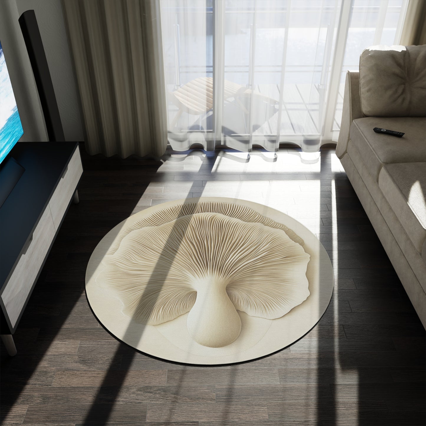 Round Mushroom Area Rug, Funky & Unique Fairycore Area Rugs, Unique 60" Round Rug, Custom Print Available