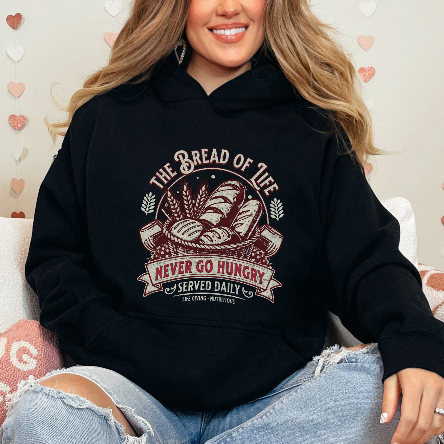 Bread of Life Unisex Heavy Blend™ Hoodie, Christian Merch, Christian Streetwear, Ministry Shirt, Faith Based Shirt, Praise Hoodie