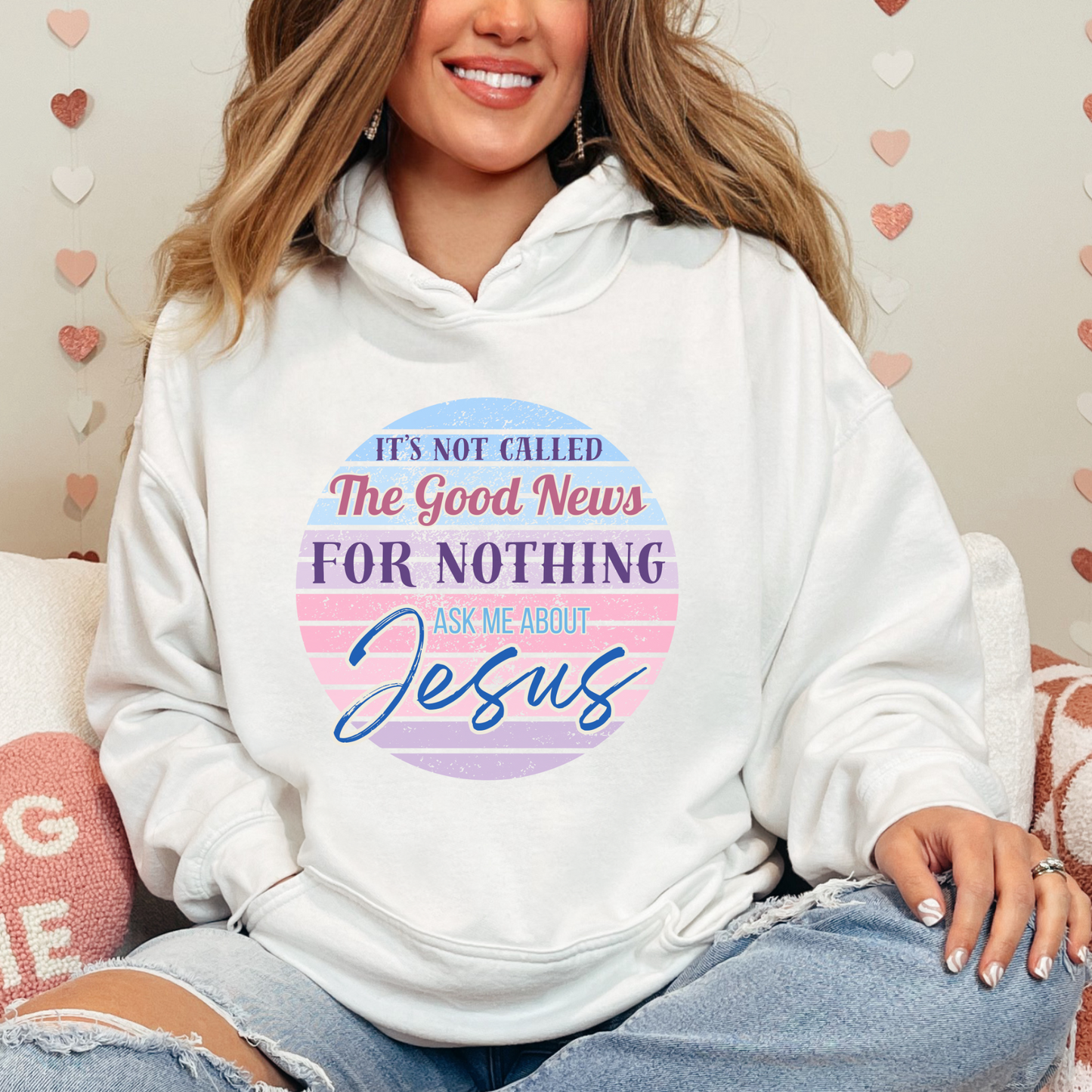 The Good News of Jesus Unisex Heavy Blend™ Hooded Sweatshirt, Christian Merch, Christian Streetwear, Ministry Shirt, Faith Based Shirt, Praise Hoodie