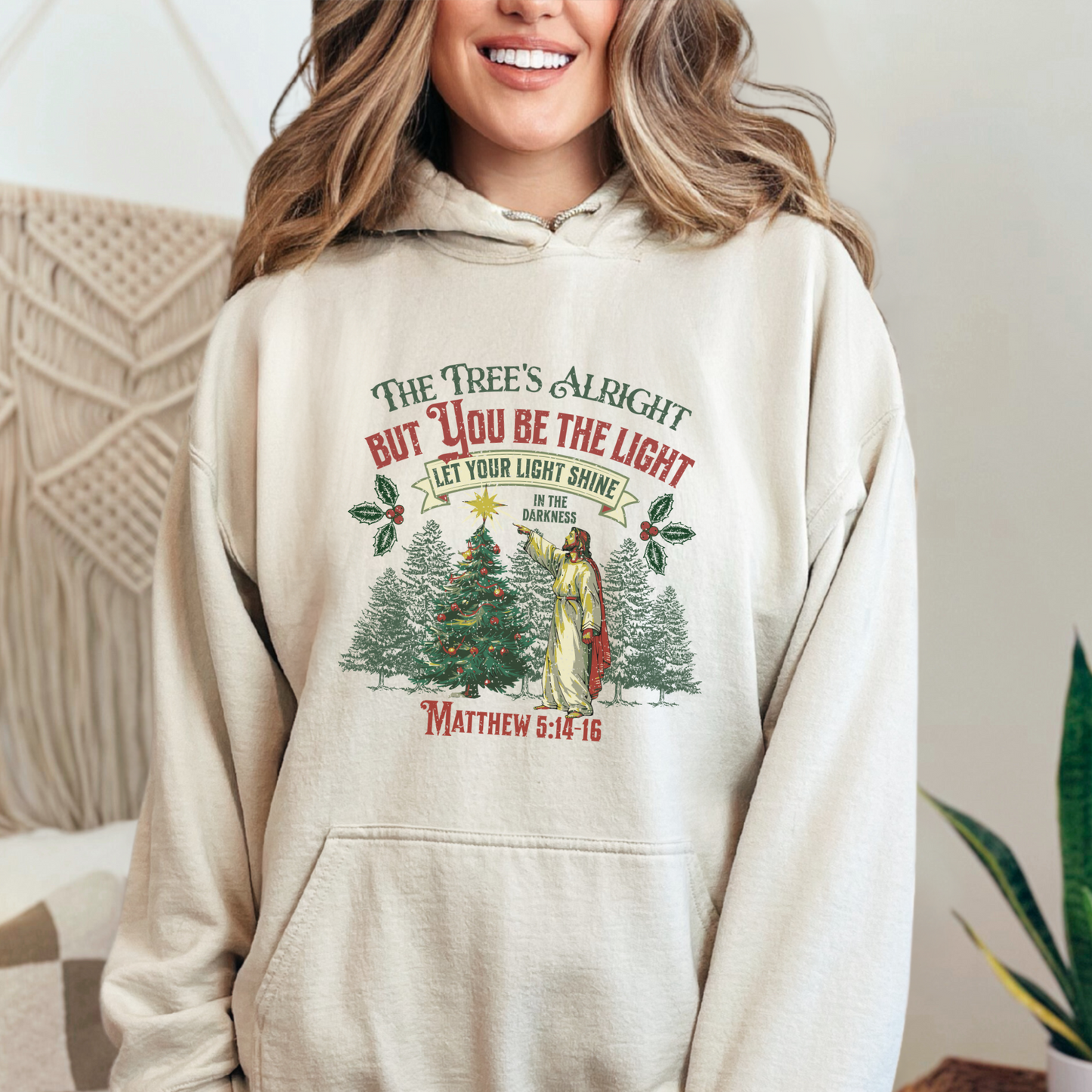 Be the Light Christmas Unisex Heavy Blend™ Hooded Sweatshirt, Christian Merch, Christian Streetwear, Ministry Shirt, Faith Based Shirt, Praise Hoodie