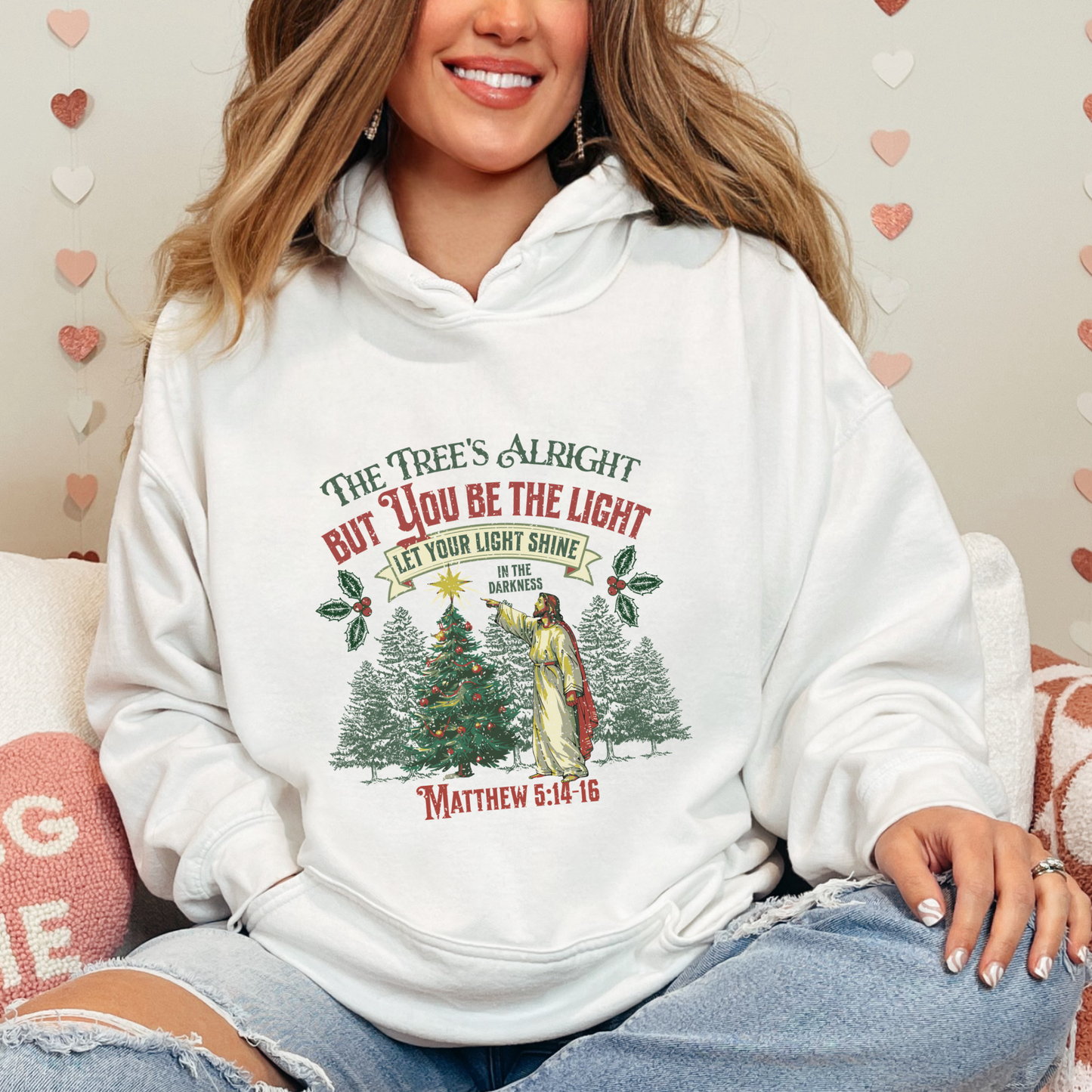 Be the Light Christmas Unisex Heavy Blend™ Hooded Sweatshirt, Christian Merch, Christian Streetwear, Ministry Shirt, Faith Based Shirt, Praise Hoodie