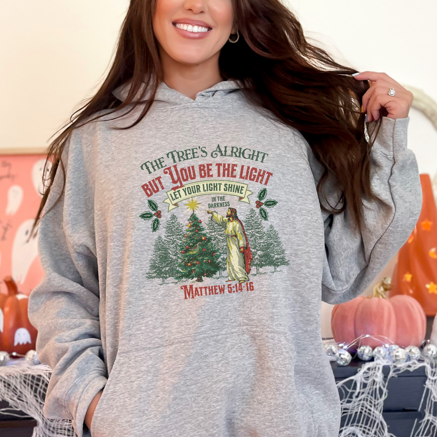 Be the Light Christmas Unisex Heavy Blend™ Hooded Sweatshirt, Christian Merch, Christian Streetwear, Ministry Shirt, Faith Based Shirt, Praise Hoodie