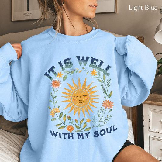 It is Well with my Soul Unisex Heavy Blend Crewneck Sweatshirt, Christian Merch, Christian Streetwear, Ministry Shirt, Faith Based Shirt, Jesus Apparel