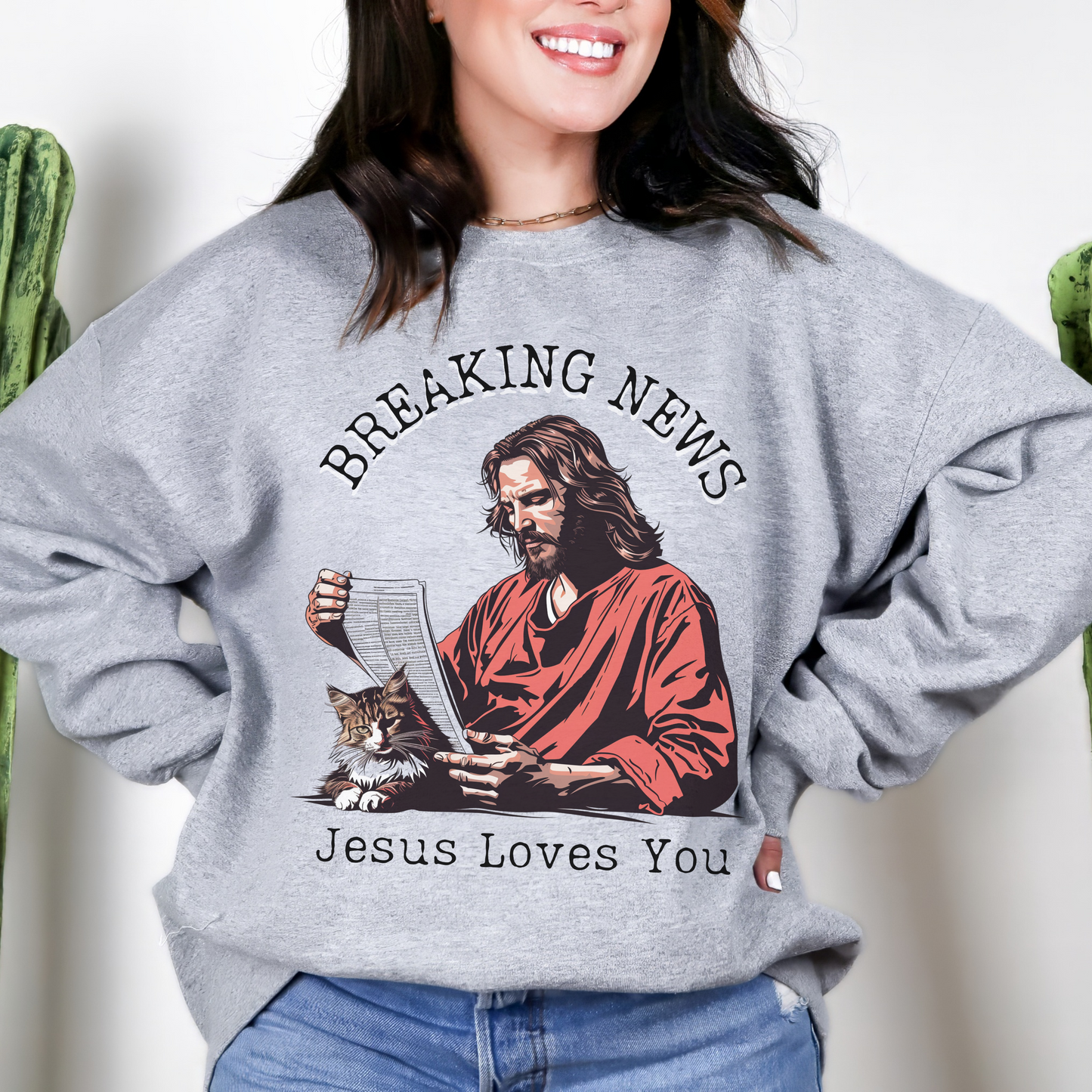 Jesus Loves You Unisex Heavy Blend Crewneck Sweatshirt, Christian Merch, Christian Streetwear, Ministry Shirt, Faith Based Shirt, Jesus Apparel