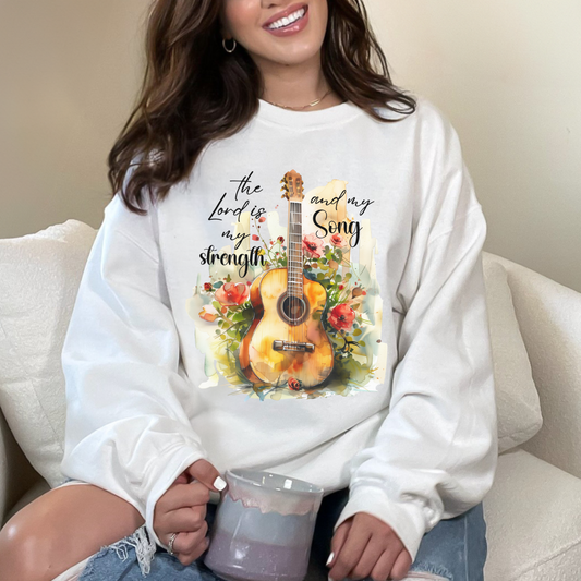 The Lord is my Strength and my Song Unisex Heavy Blend Crewneck Sweatshirt, Christian Merch, Christian Streetwear, Ministry Shirt, Faith Based Shirt, Jesus Apparel