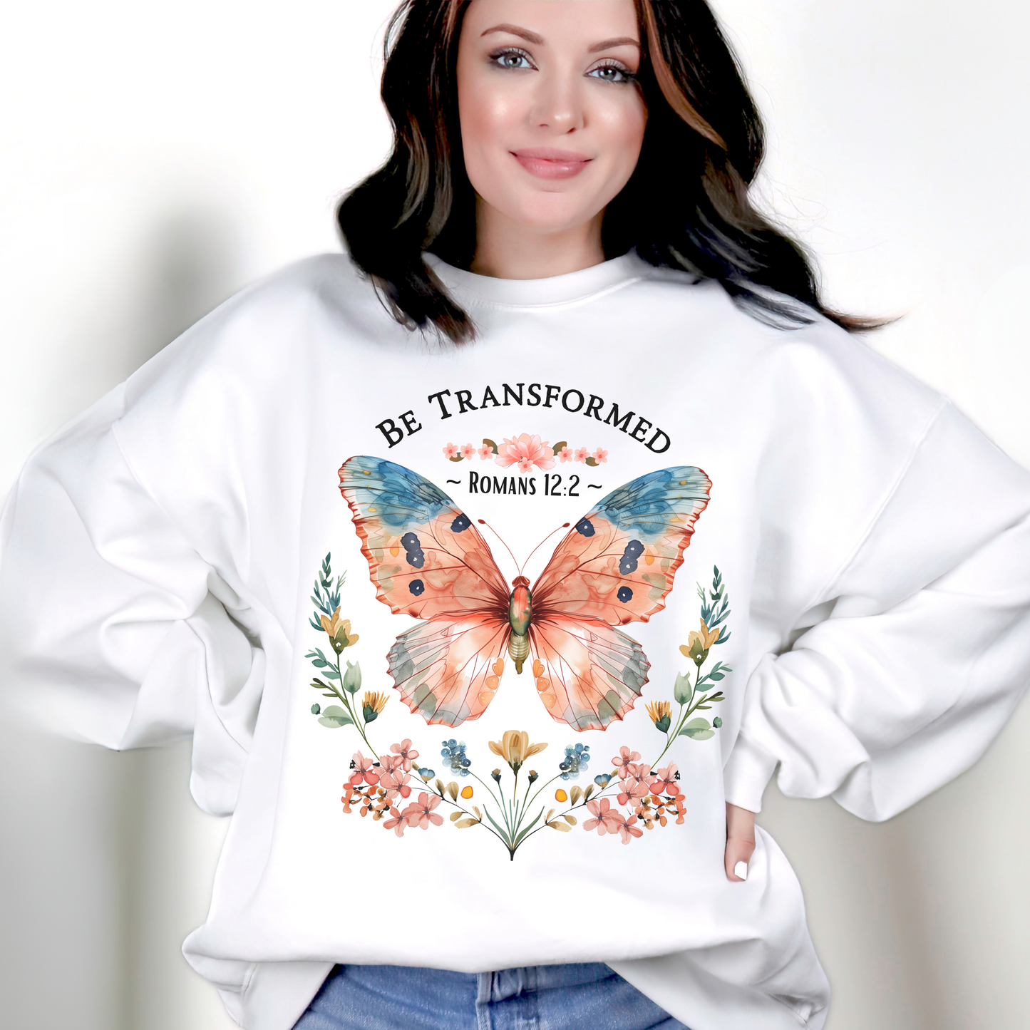 Be Transformed, Romans 12:2 Unisex Heavy Blend Crewneck Sweatshirt, Christian Merch, Christian Streetwear, Ministry Shirt, Faith Based Shirt, Praise Sweater