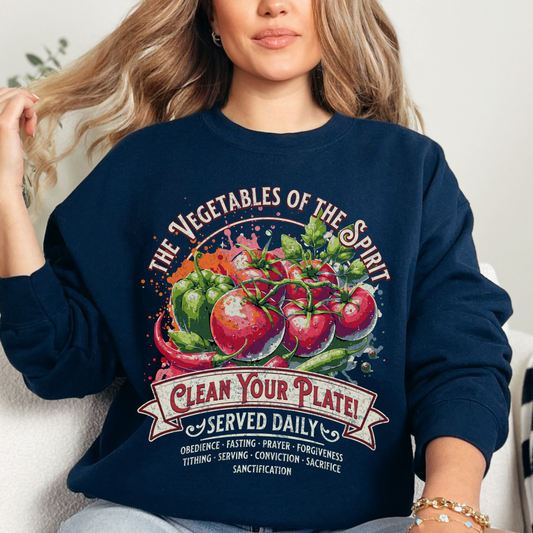 Vegetables of the Spirit Unisex Heavy Blend Crewneck Sweatshirt, Humorous Christian Merch, Christian Streetwear, Ministry Shirt, Faith Based Shirt, Praise Sweater