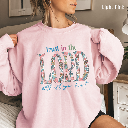 Trust in the Lord with all your Heart Unisex Heavy Blend Crewneck Sweatshirt, Christian Merch, Christian Streetwear, Ministry Shirt, Faith Based Shirt, Jesus Apparel