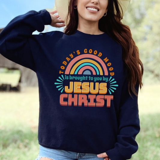 Today's Good Mood is Brought to you by Jesus Christ Unisex Heavy Blend Crewneck Sweatshirt, Christian Merch, Christian Streetwear, Ministry Shirt, Faith Based Shirt, Jesus Apparel