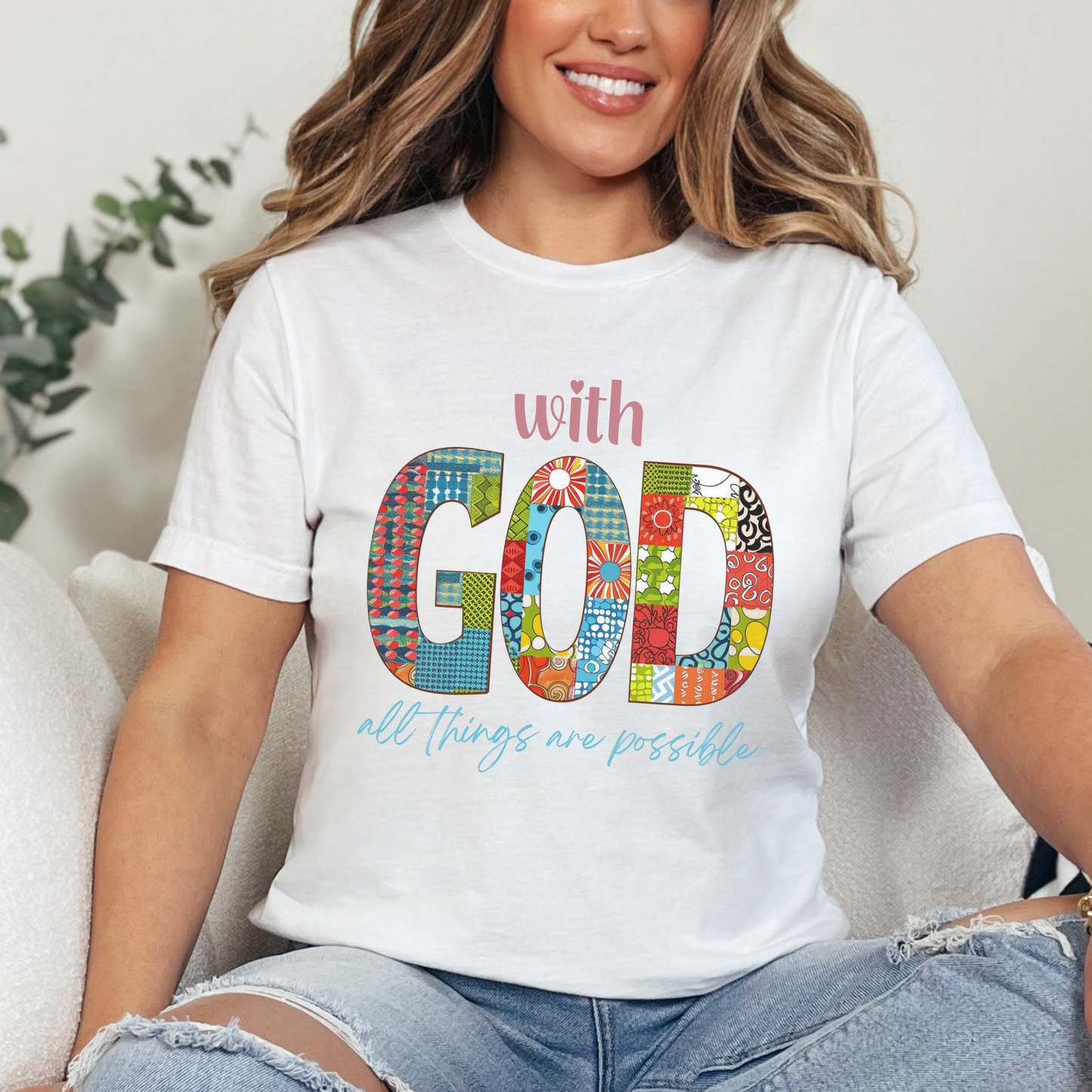 With God all Things are Possible Unisex Jersey Short Sleeve Tee, Christian Merch, Jesus Loves You, Faith Based Shirt, Christian Apparel, Jesus Apparel