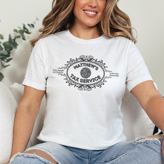 Matthew's Tax Service, Unisex Jersey Short Sleeve Tee, Christian Merch, Jesus Loves You, Faith Based Shirt, Christian Apparel, Jesus Apparel
