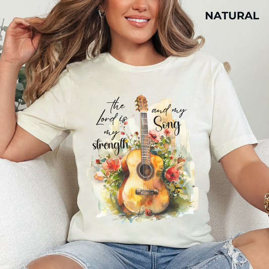 The Lord is my Strength and my Song T-shirt - Unisex Jersey Short Sleeve Tee, Christian Merch, Jesus Loves You, Faith Based Shirt, Christian Apparel