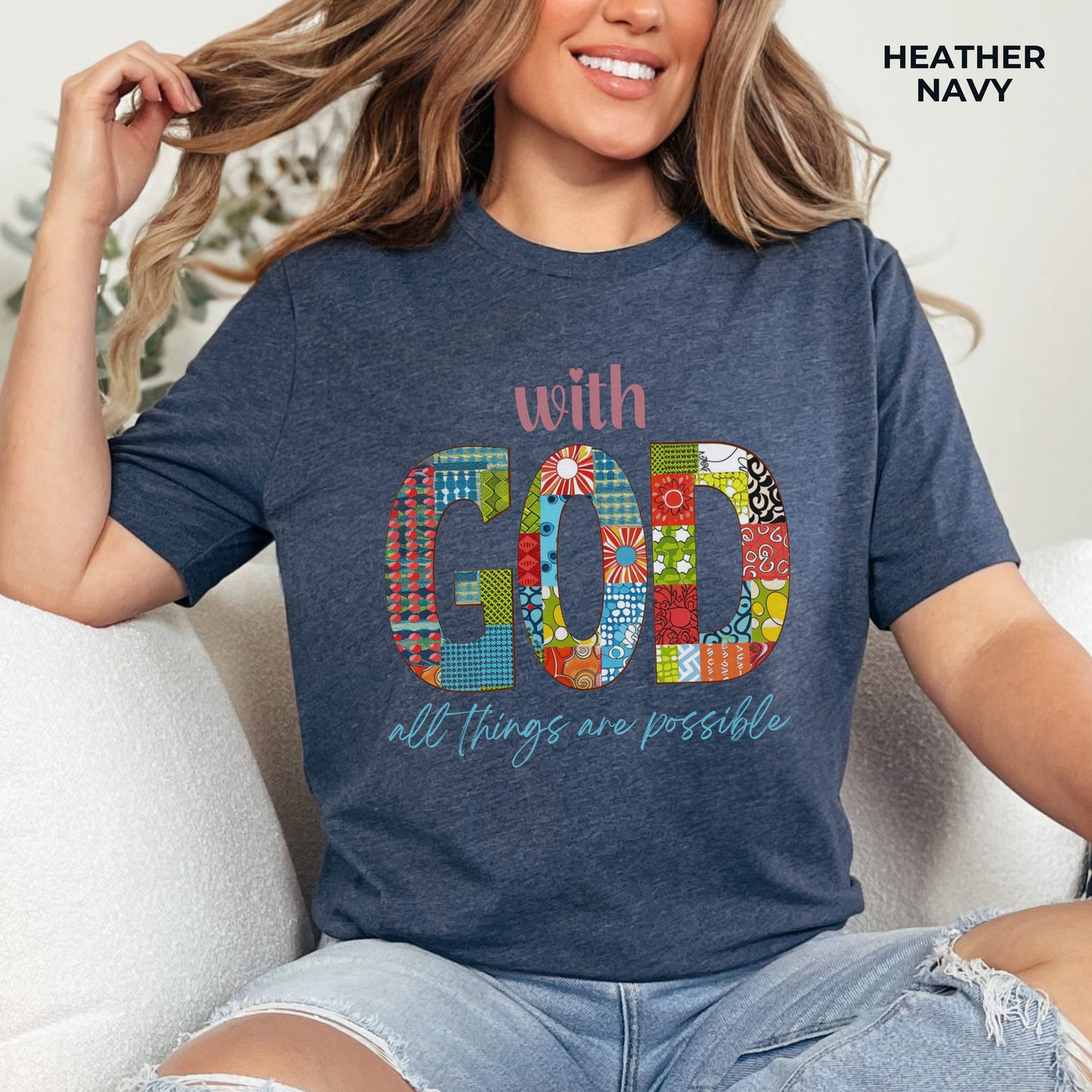 With God all Things are Possible Unisex Jersey Short Sleeve Tee, Christian Merch, Jesus Loves You, Faith Based Shirt, Christian Apparel, Jesus Apparel