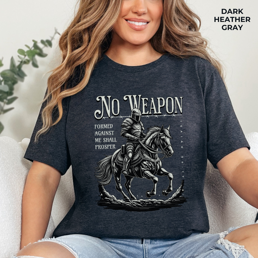 No Weapon Formed Against Me Shall Prosper Unisex Jersey Short Sleeve Tee, Christian Merch, Jesus Loves You, Faith Based Shirt, Christian Apparel, Jesus Apparel