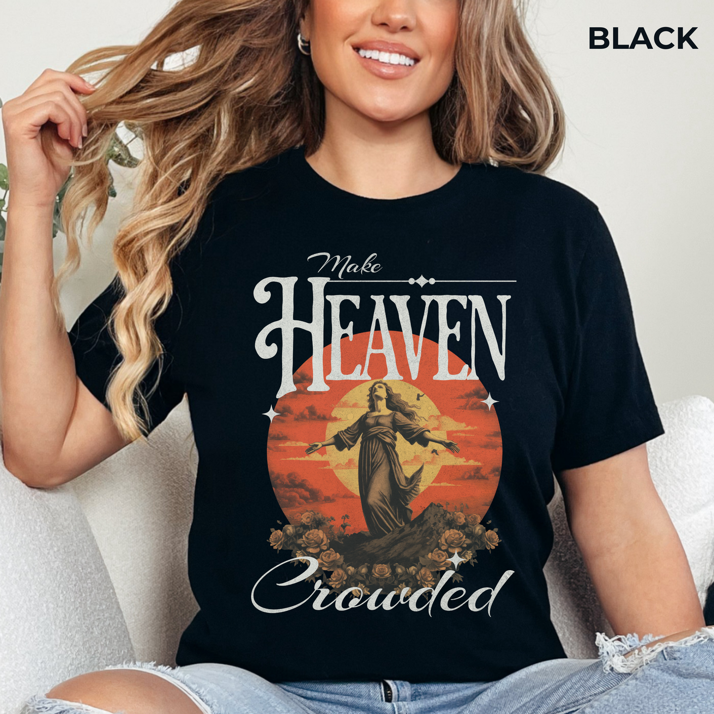 Make Heaven Crowded T-Shirt - Unisex Jersey Short Sleeve Tee, Christian Merch, Christian Streetwear, Faith Based Shirt, Jesus Apparel