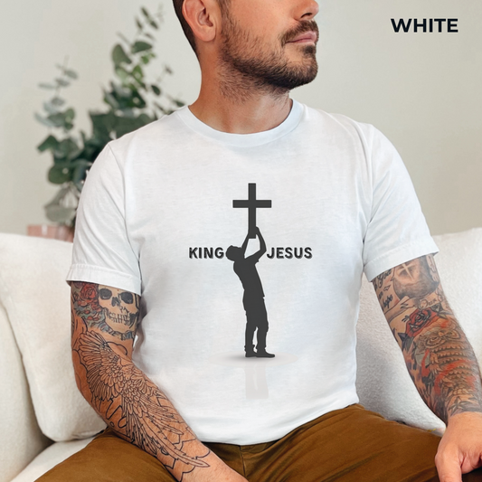 King Jesus Unisex Jersey Short Sleeve Tee, Christian Merch, Jesus Loves You, Faith Based Shirt, Christian Apparel, Jesus Apparel