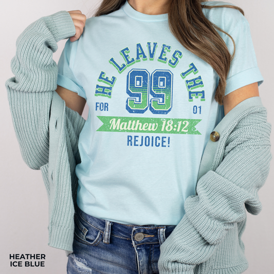He Leaves the 99 Unisex Jersey Short Sleeve Tee, Christian Merch, Jesus Loves You, Faith Based Shirt, Christian Apparel, Jesus Apparel