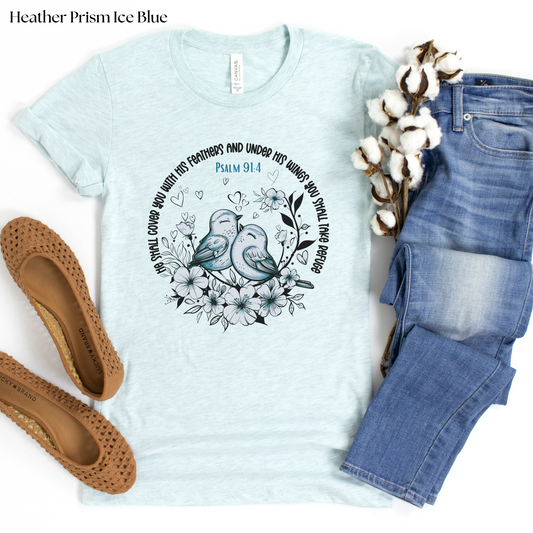Psalm 91:4 T-shirt - Unisex Jersey Short Sleeve Tee, Christian Merch, Jesus Loves You, Faith Based Shirt, Christian Apparel, Jesus Apparel