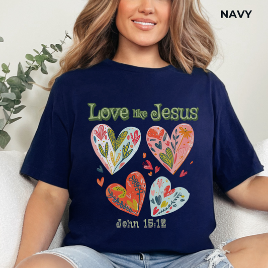 Love like Jesus Unisex Jersey Short Sleeve Tee, Christian Merch, Jesus Loves You, Faith Based Shirt, Christian Apparel, Jesus Apparel